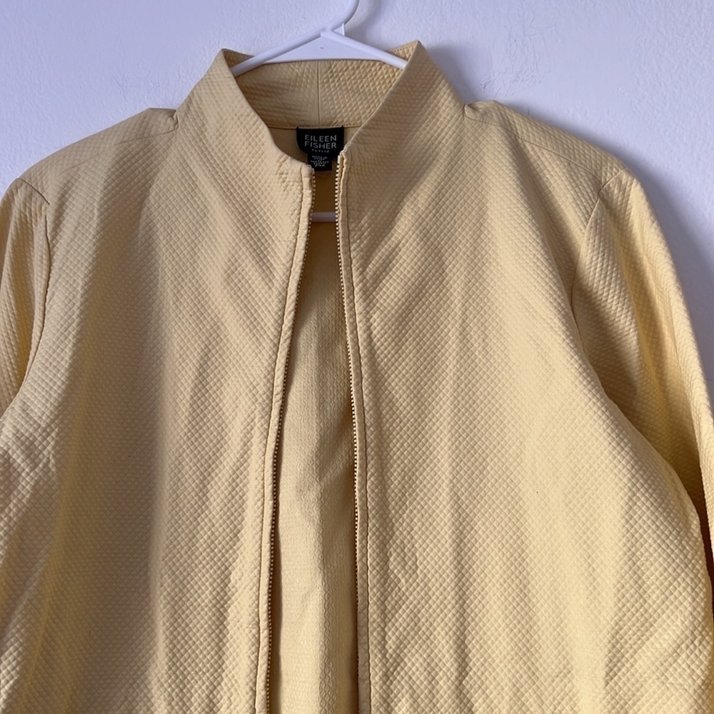 Eileen Fisher Yellow Blazer Size Medium Petite Ribbed Officewear - Picture 2 of 9